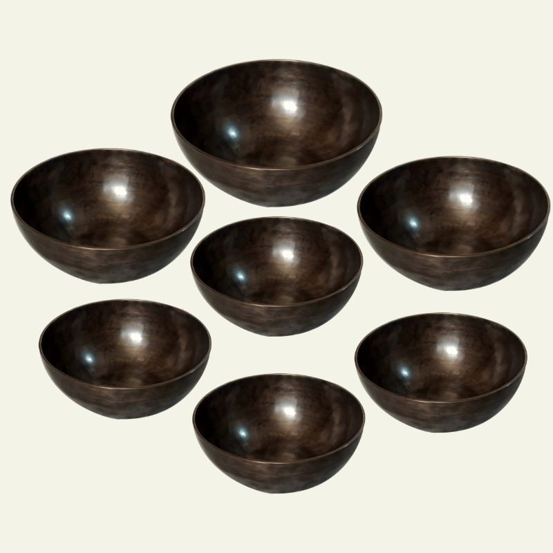 Antique Brown 7 Chakra Singing Bowl Set for Healing & Meditation Professionally Uses