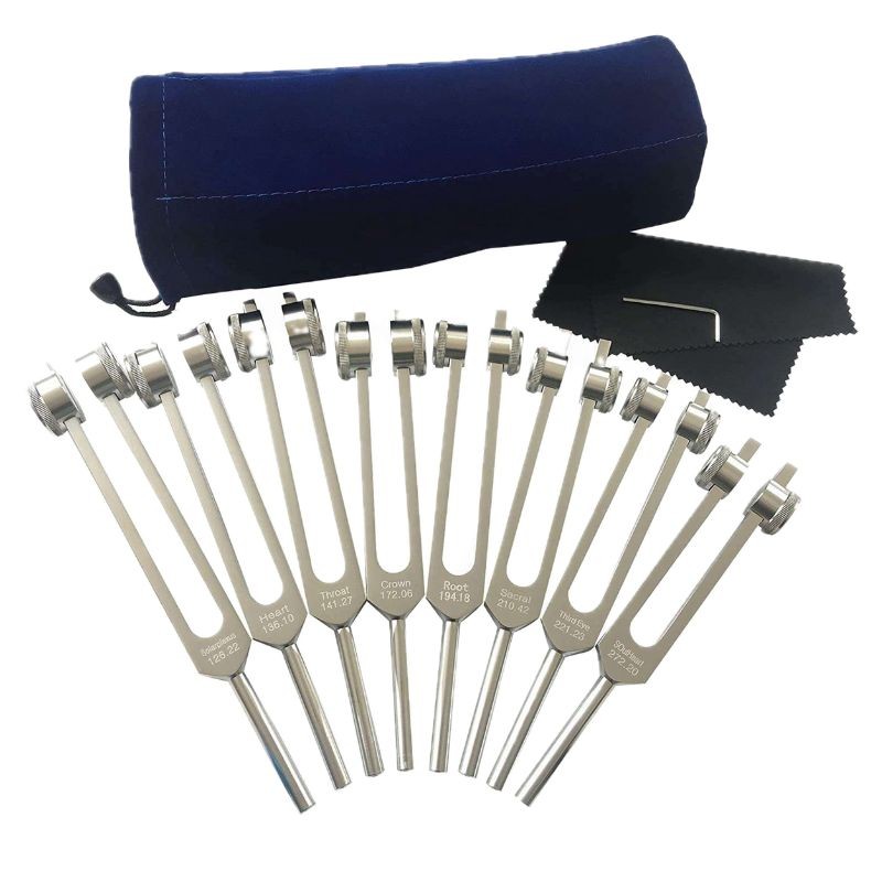 Chakras Frequency Weighted Tuning Forks set for Healing Treatments