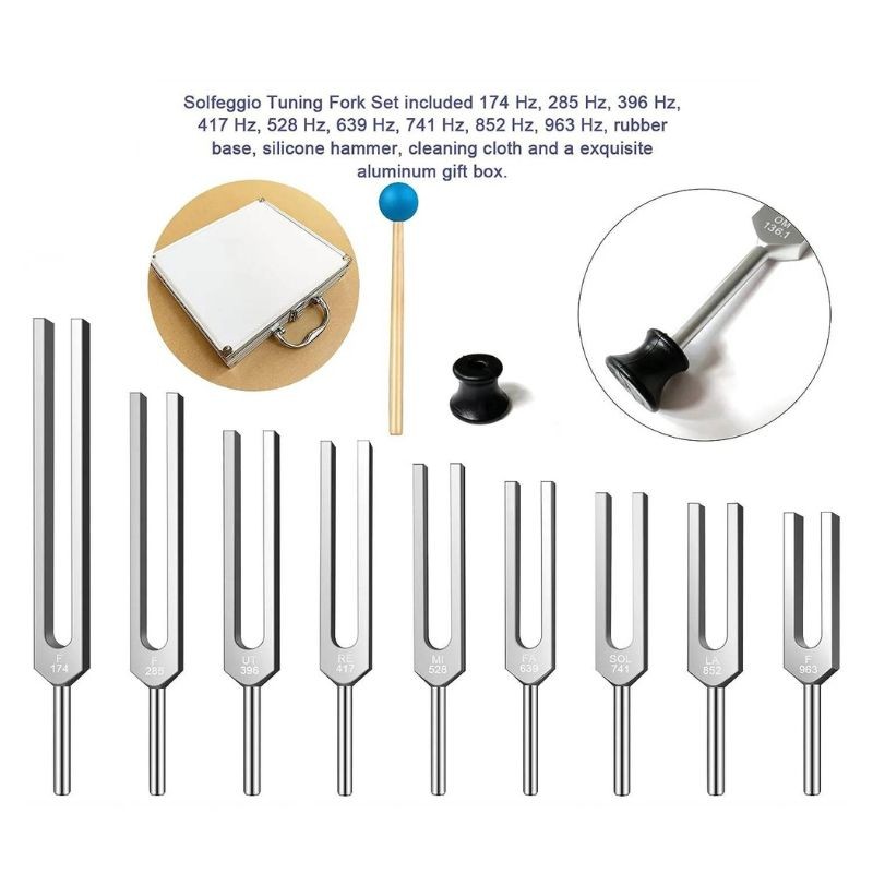 Solfeggio Frequency Tuning Fork 9 Set for Healing Therapies