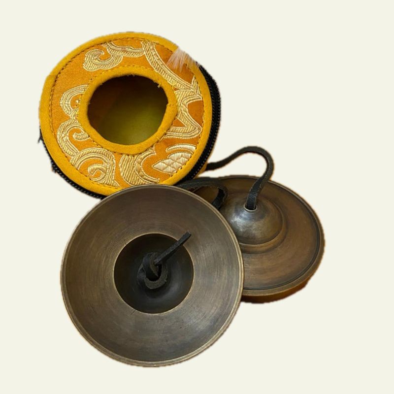 Antique Buddhist Tingsha Bell with Fabric Cover